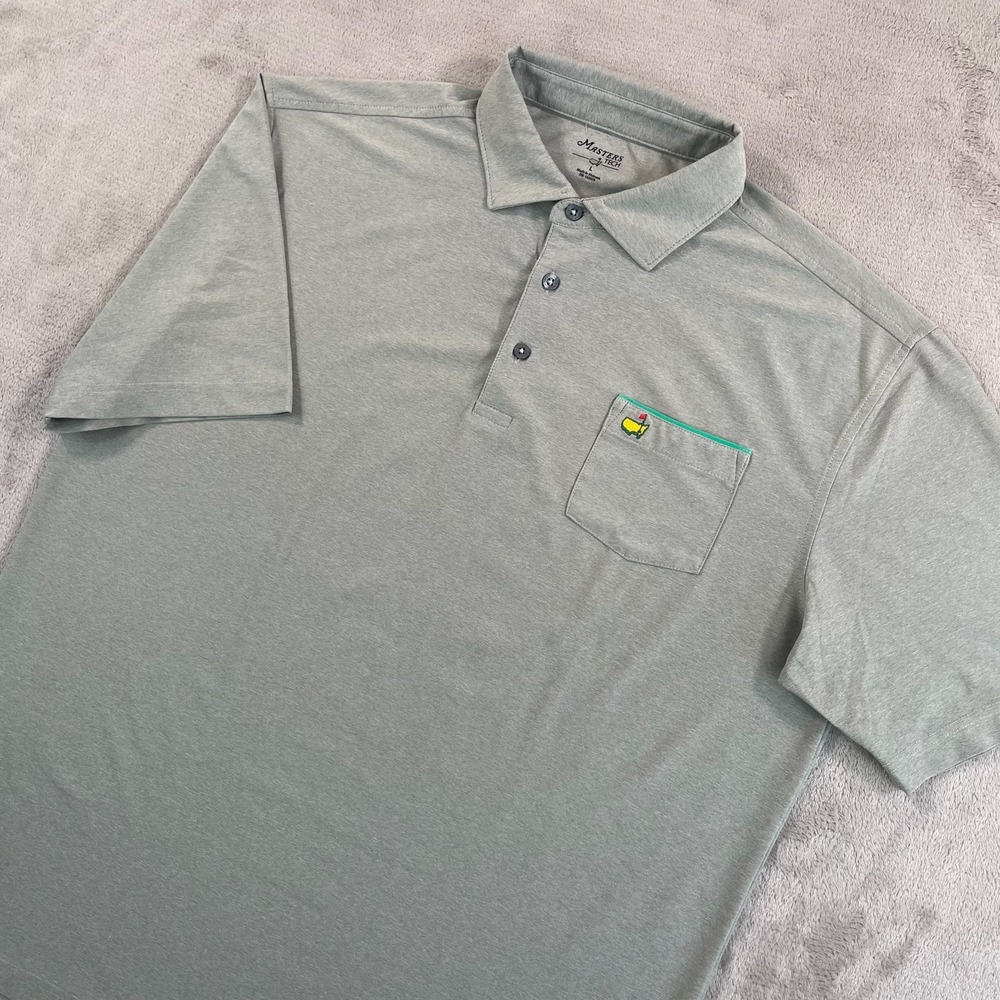 Masters‎ Tech Augusta National Golf Club Polo Shirt Men Large Grey Performance